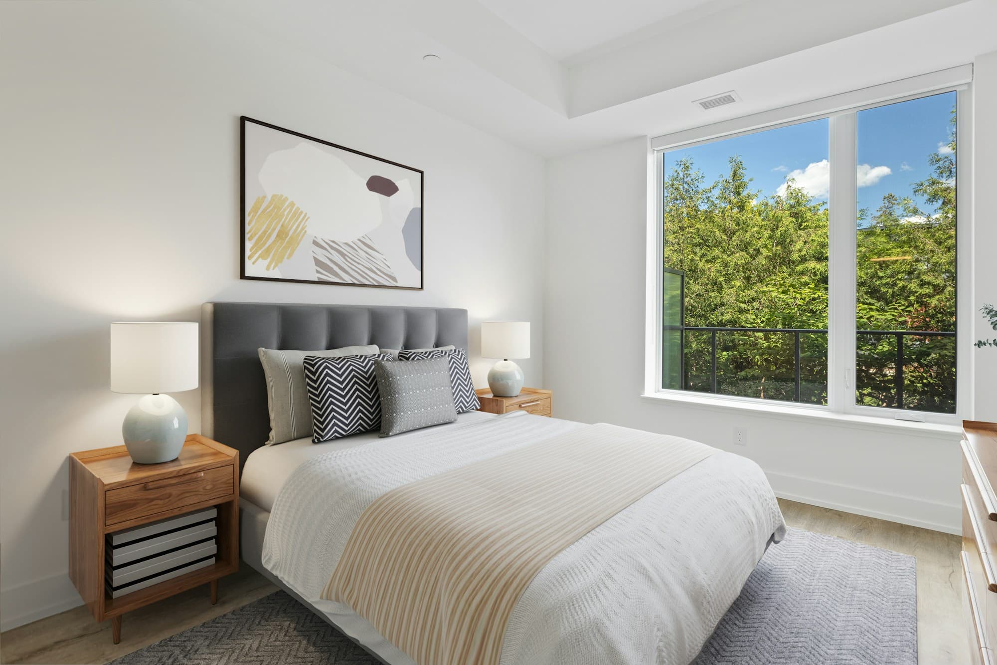 Calm serviced apartment made up for a guest