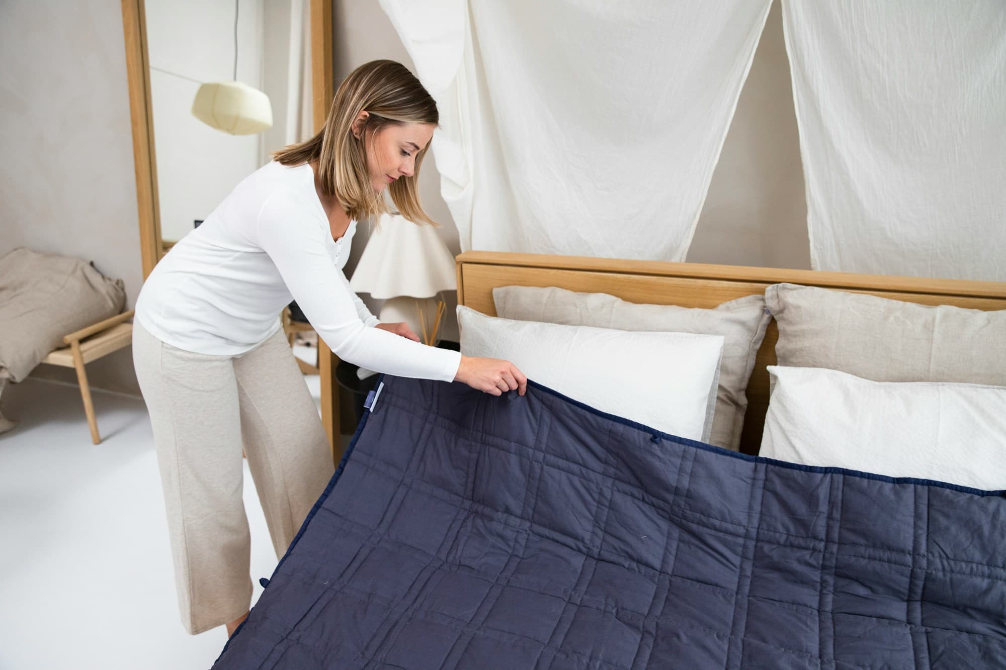 Housekeeper preparing a hotel room